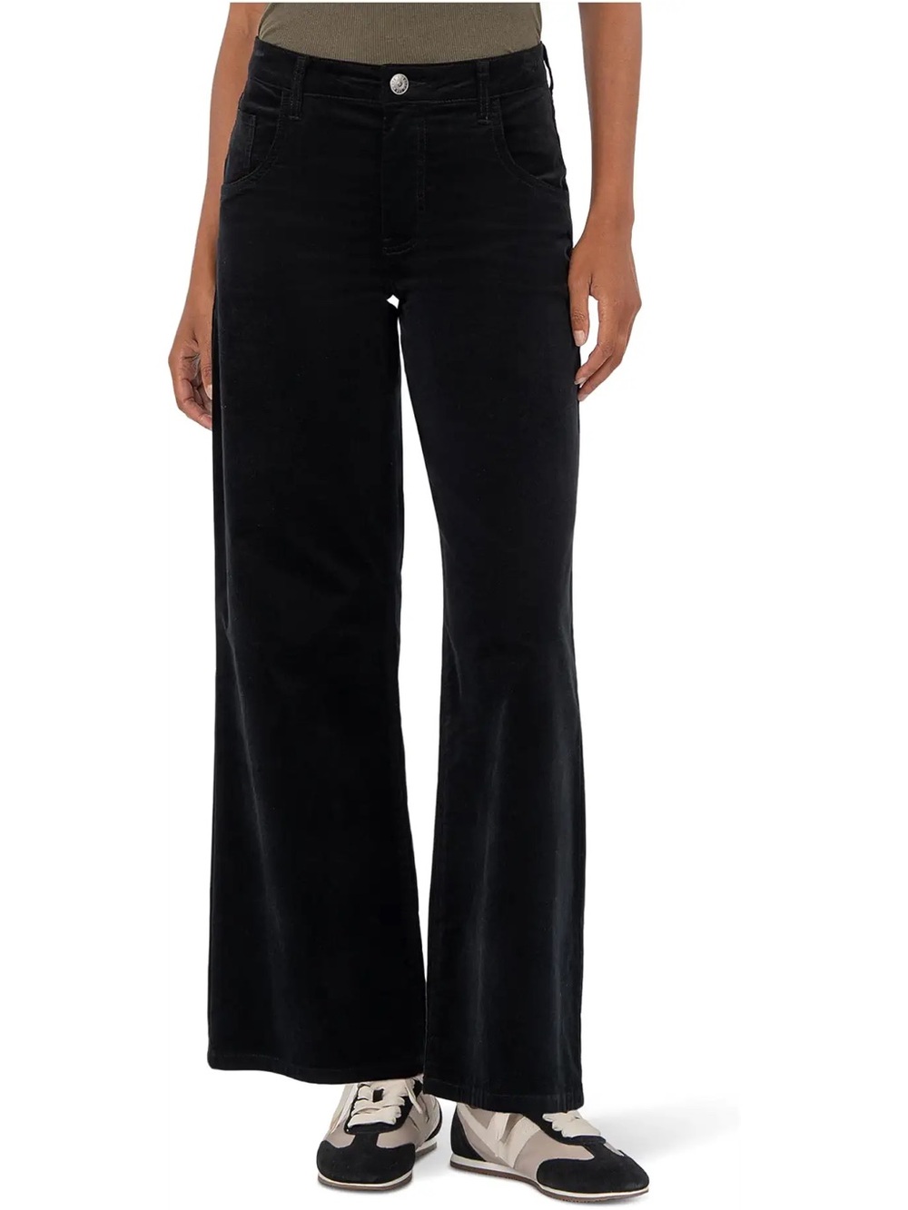 KUT from the Cloth Black Velvet Wide-Leg Jeans High waisted size 12